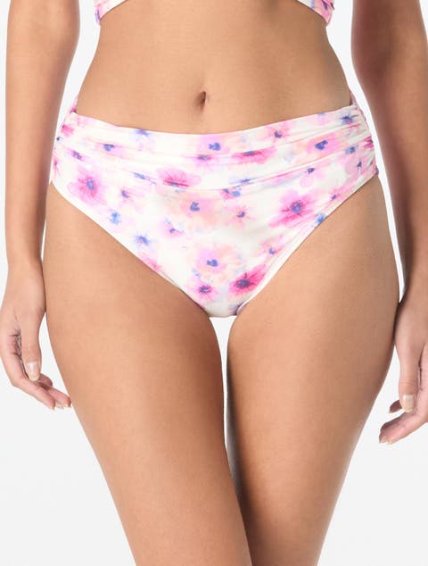 Floral Escape Shirred Bikini Swim Bottom