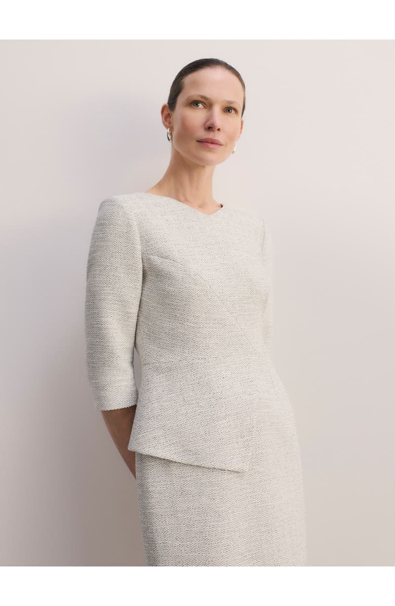 The Fold Eaton Signature Tweed Dress, Alternate, color, Ivory