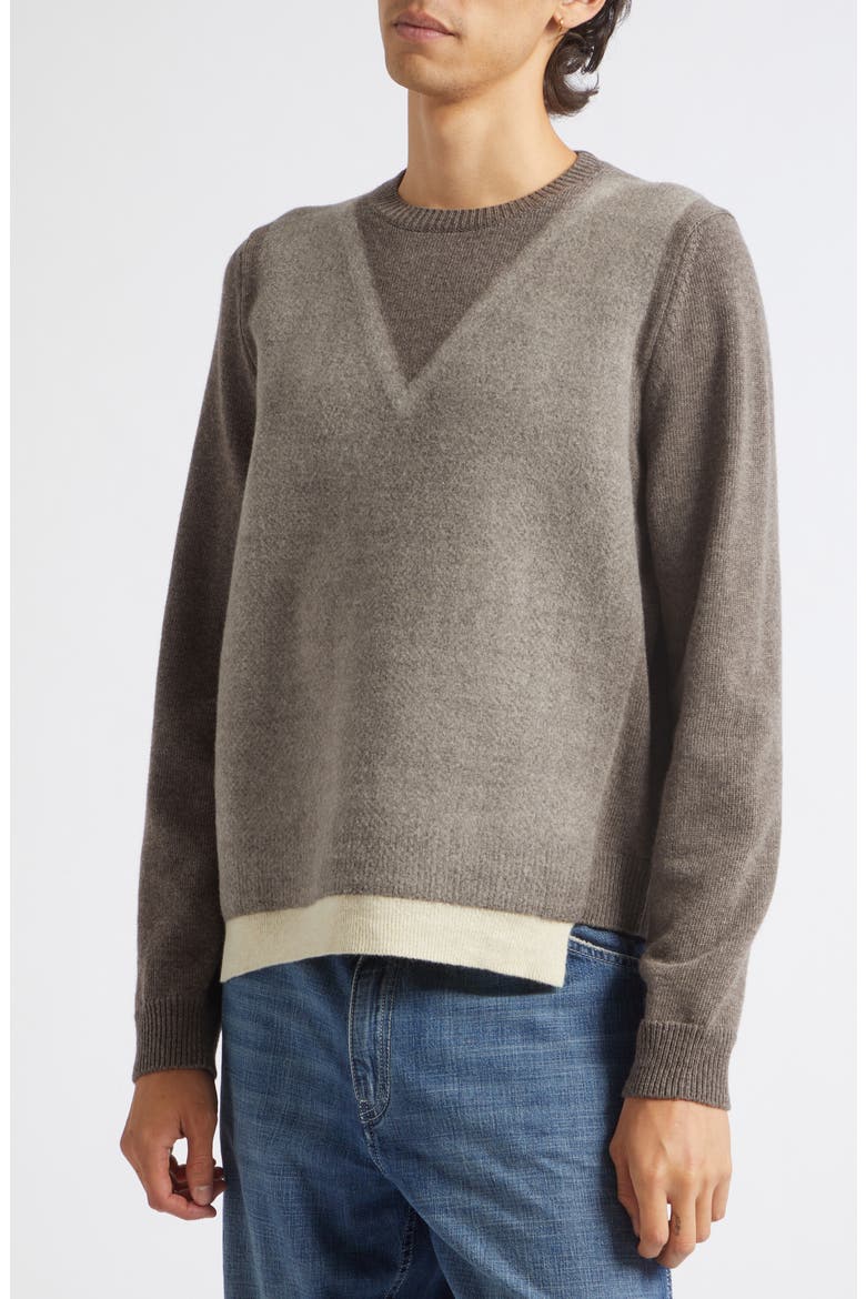 Fuse Trompe L'Oeil Virgin Wool Sweater, Alternate, color, MUD/ ECRU