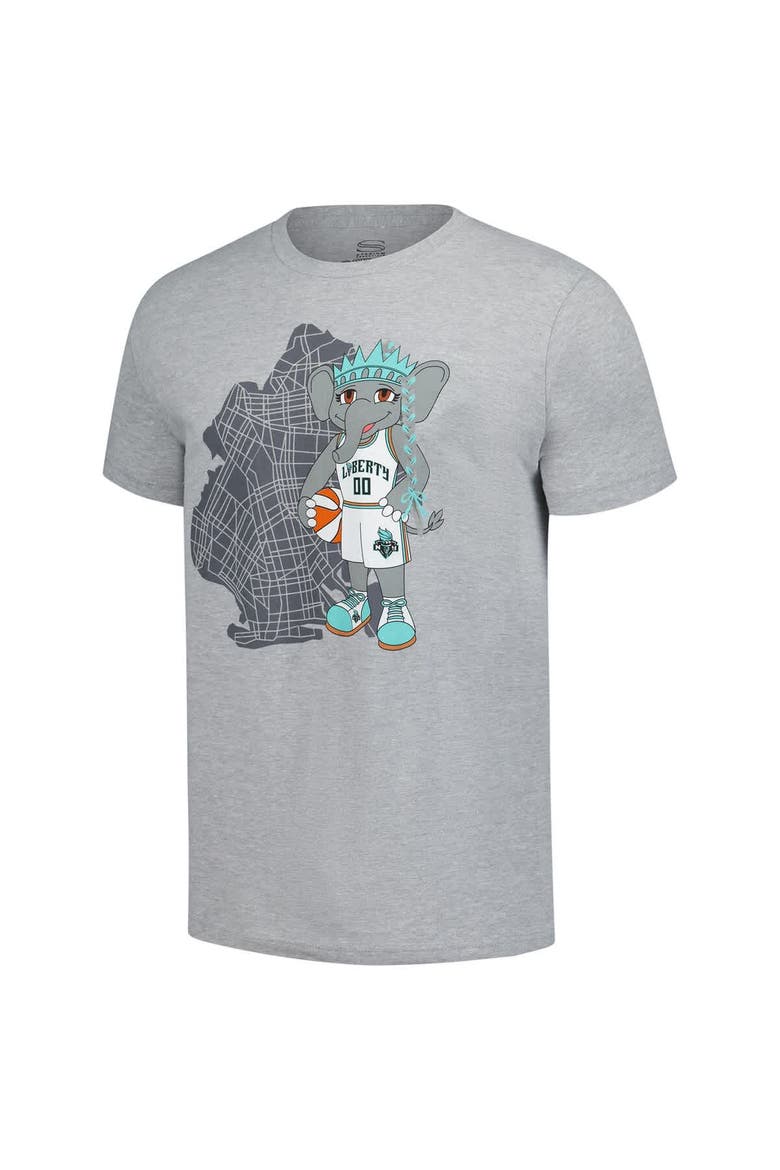 Unisex Stadium Essentials Heather Gray New York Liberty Ellie Mascot Borough T-Shirt, Alternate, color, Heather Gray