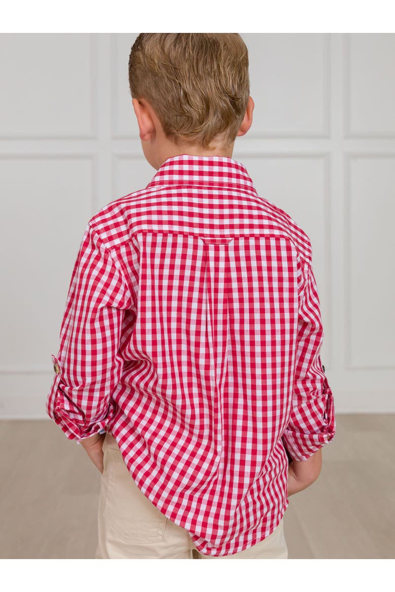Boys Long Sleeve Button Down Shirt, Alternate, color, Classic Red Gingham