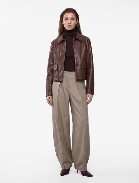 High Rise Barrel Pants with Pleated