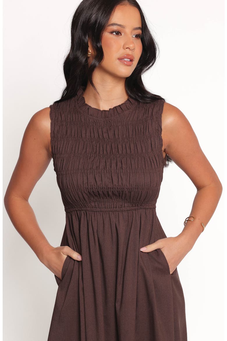 Lanna Smocked Sundress, Alternate, color, CHOCOLATE