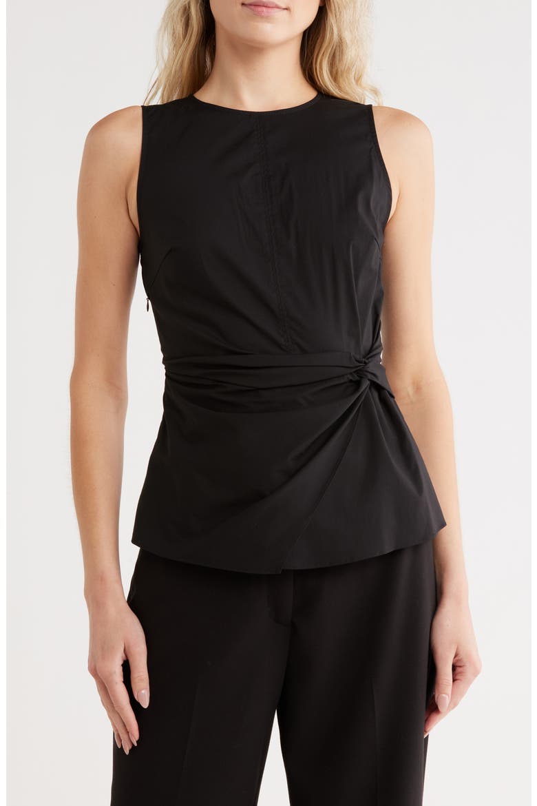 Twist Front Sleeveless Top, Main, color, BLACK