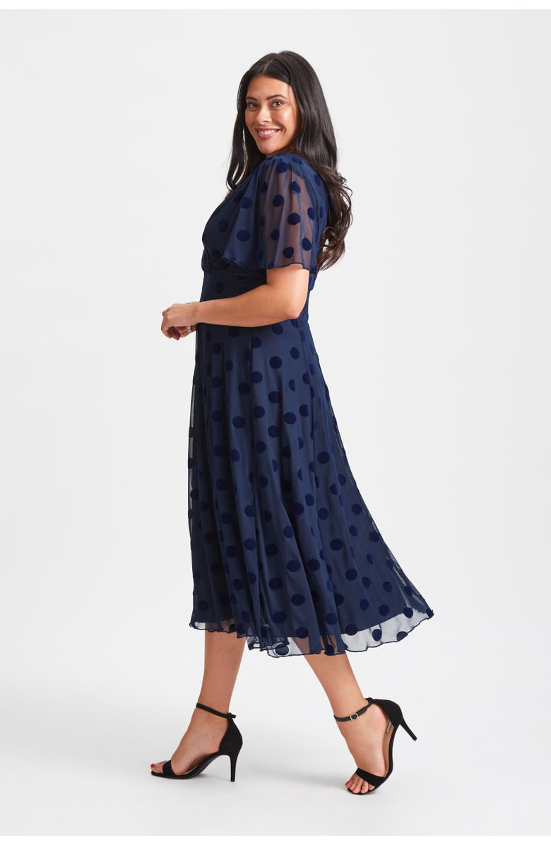 Scarlett & Jo Victoria Velvet Flock Midi Dress, Alternate, color, Dark Navy Flock