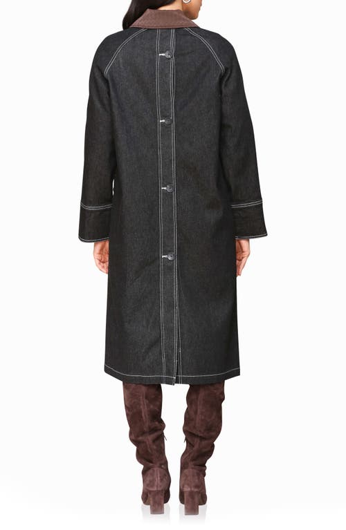 Avec Les Filles Dark Denim Coat With Barn Collar In Black