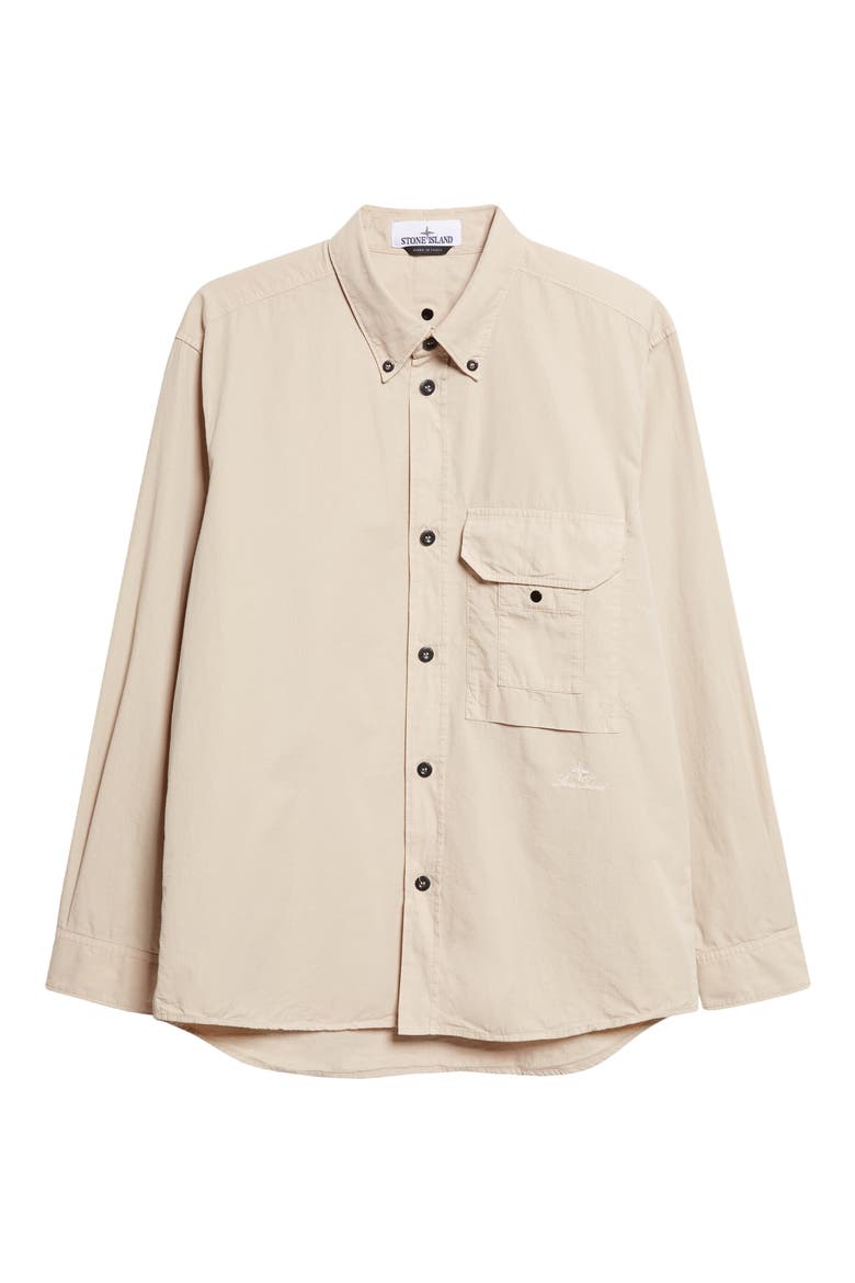 Cotton & Nylon Ripstop Button-Down Shirt, Alternate, color, DESERT