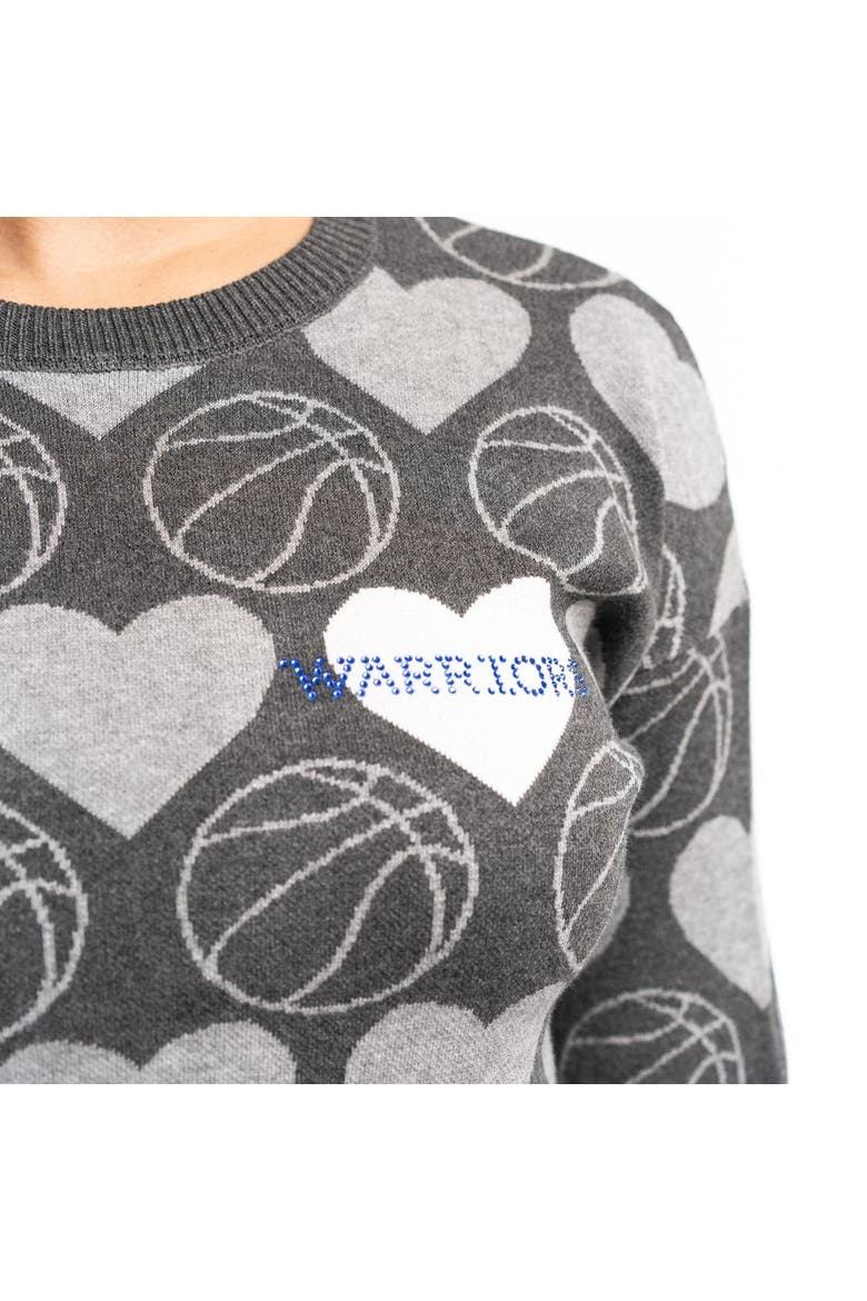 Women's Lusso Charcoal Golden State Warriors Basketball Love Swarovski Crystal Intarsia Pullover Sweater, Alternate, color, Charcoal