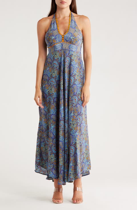 Printed Maxi Halter Dress