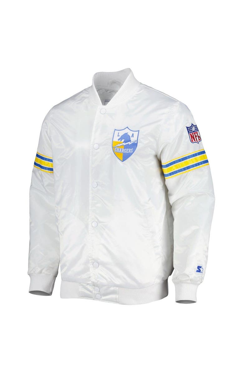 STARTER Men's Starter White Los Angeles Chargers The Power Forward Full-Snap Jacket, Alternate, color, 