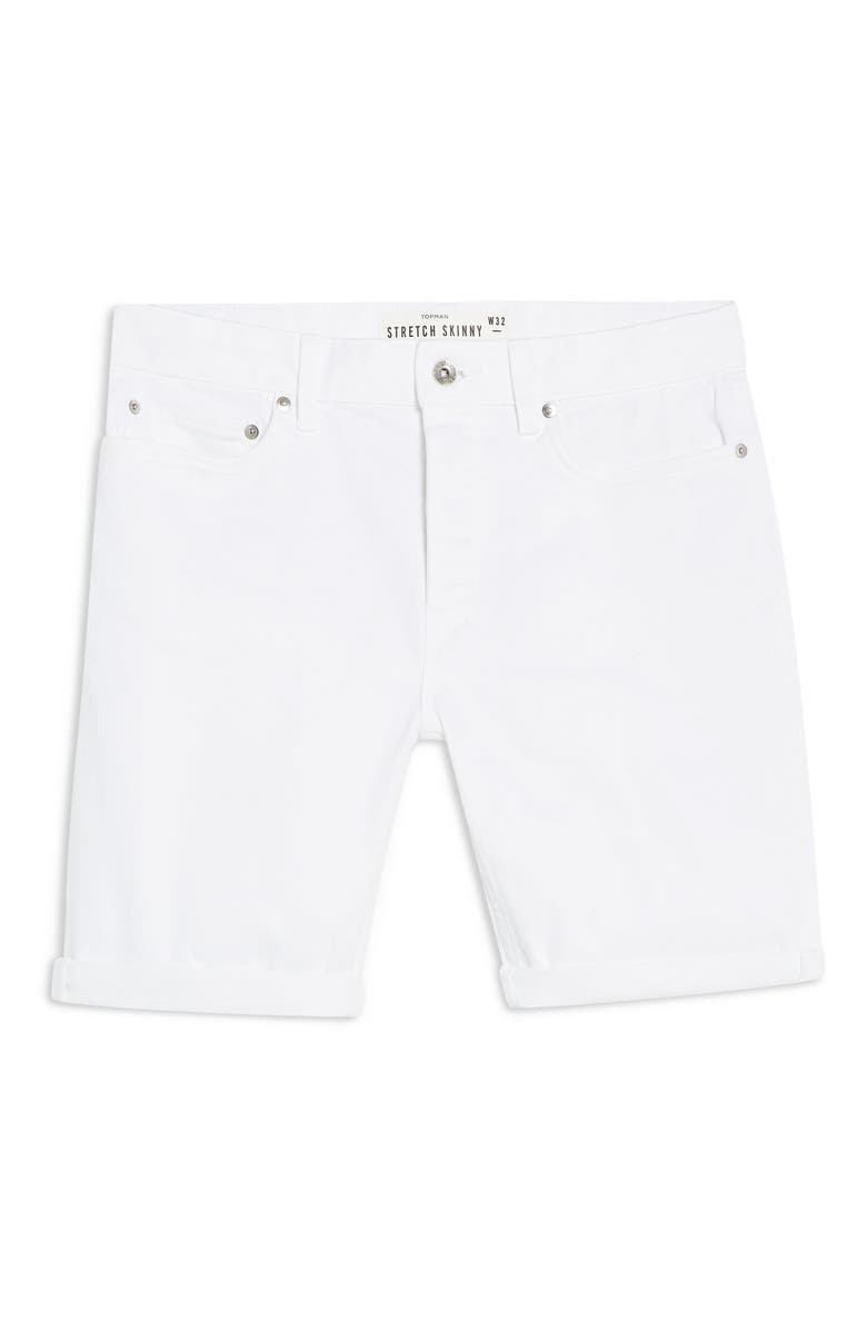 Topman Samuel Stretch Skinny Denim Shorts, Alternate, color, 