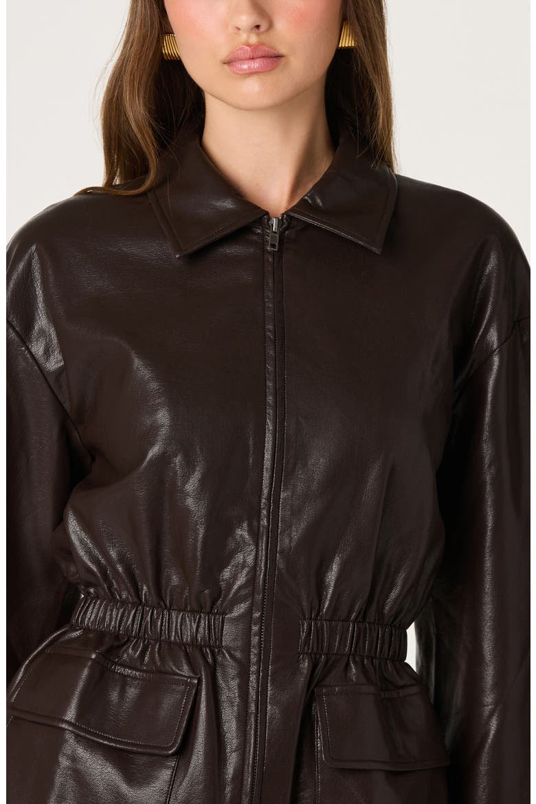Cavanaugh Faux Leather Jacket, Alternate, color, DARK BROWN