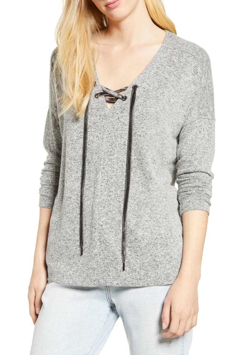 Leigh Knit Top, Main, color, MELANGE GREY
