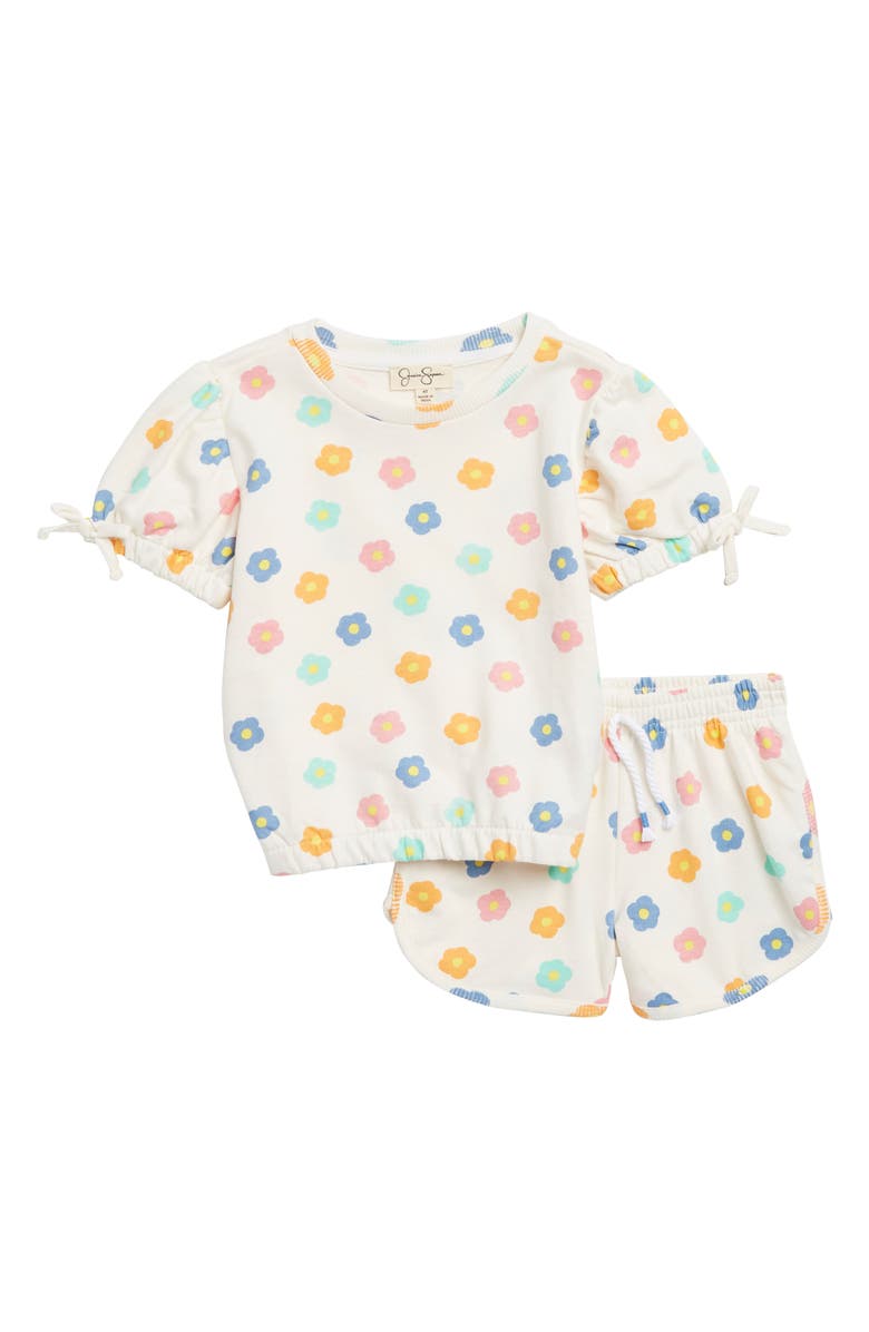 Jessica Simpson Kids' Floral French Terry T-Shirt & Shorts Set, Main, color, 