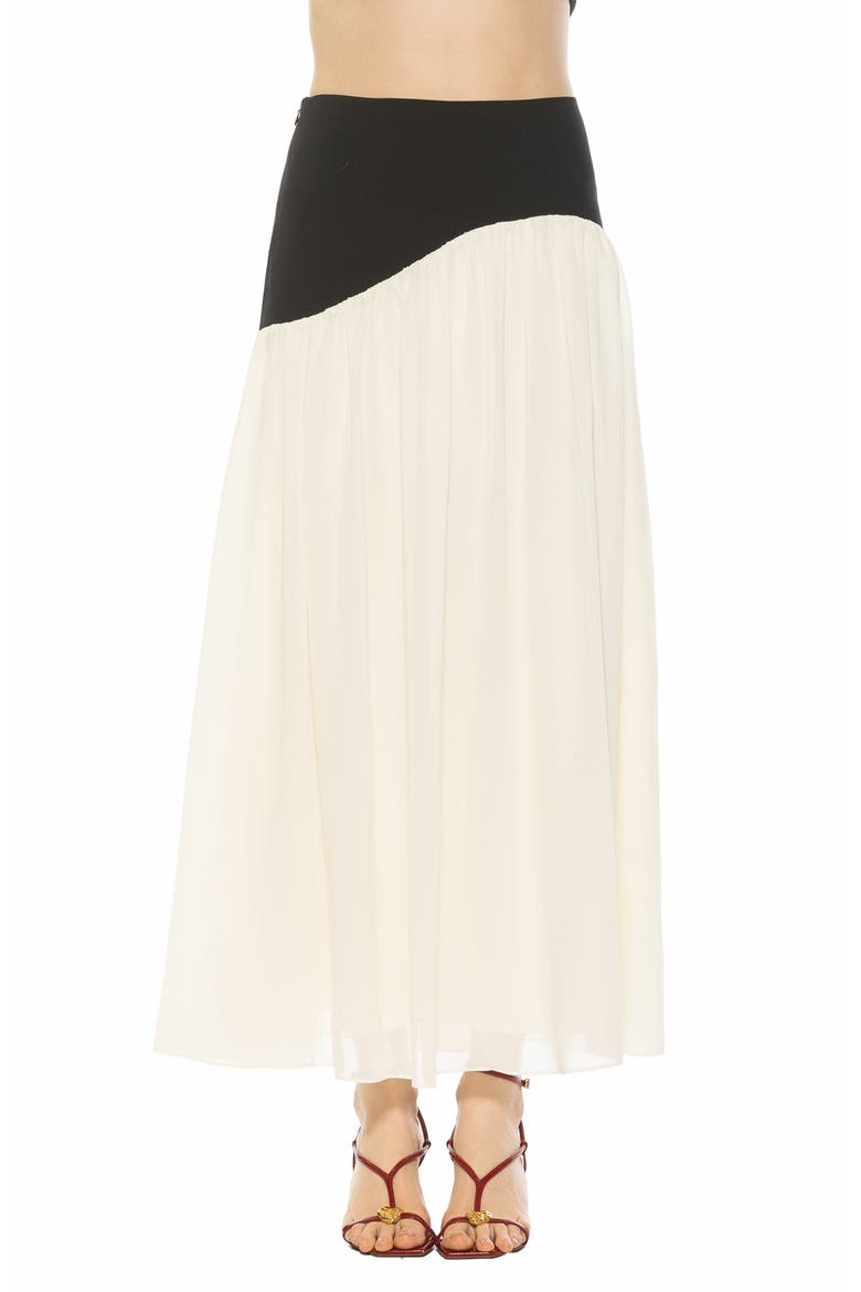 Eris Asymmetric Drop Waist Maxi Skirt, Main, color, BLACK/WHITE