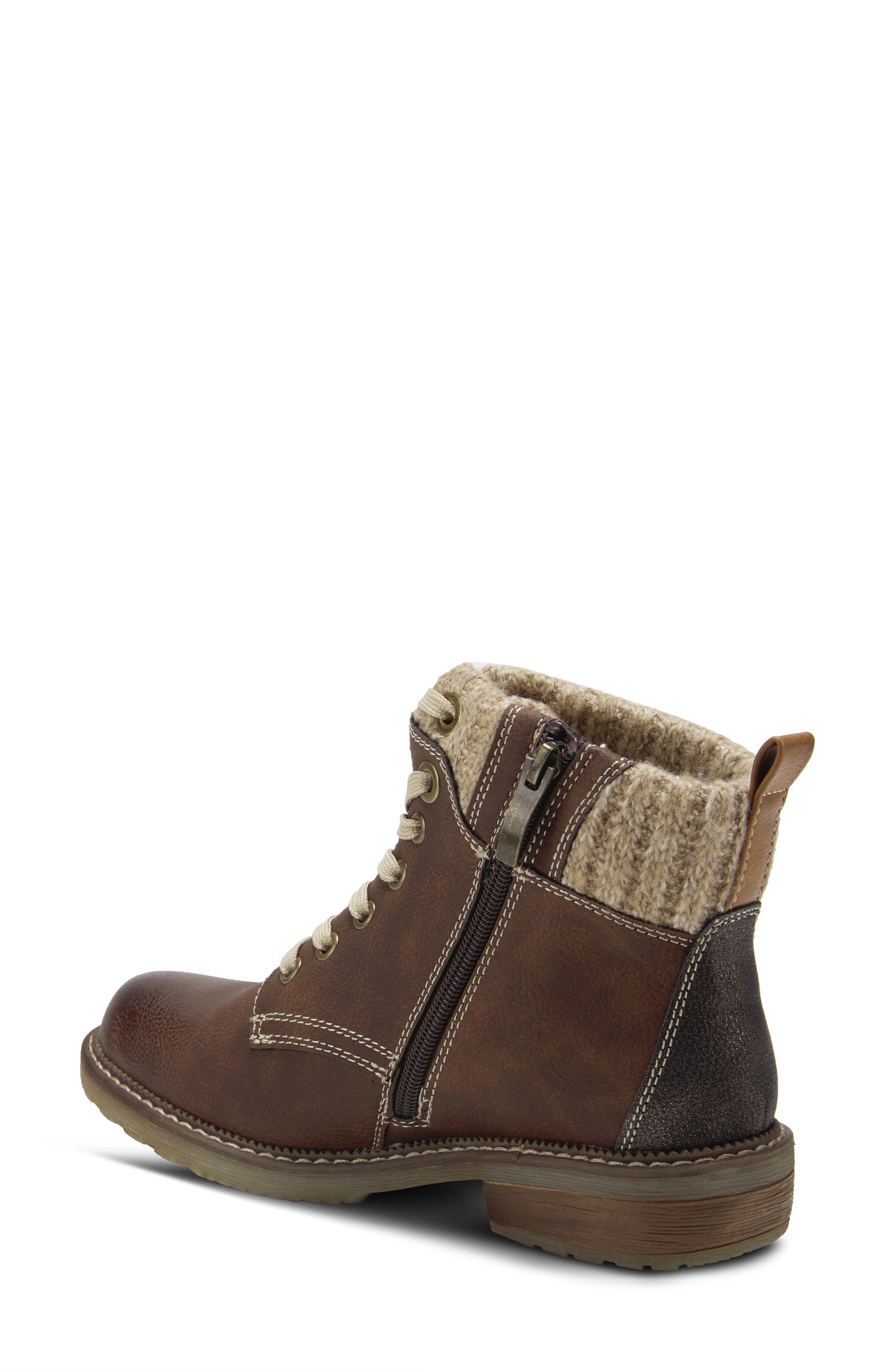 Khazera Lace-Up Boot, Alternate, color, BROWN FAUX LEATHER