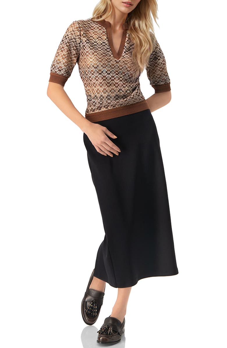 IVONNE Straight Knit Blouse with V-Neck, Alternate, color,