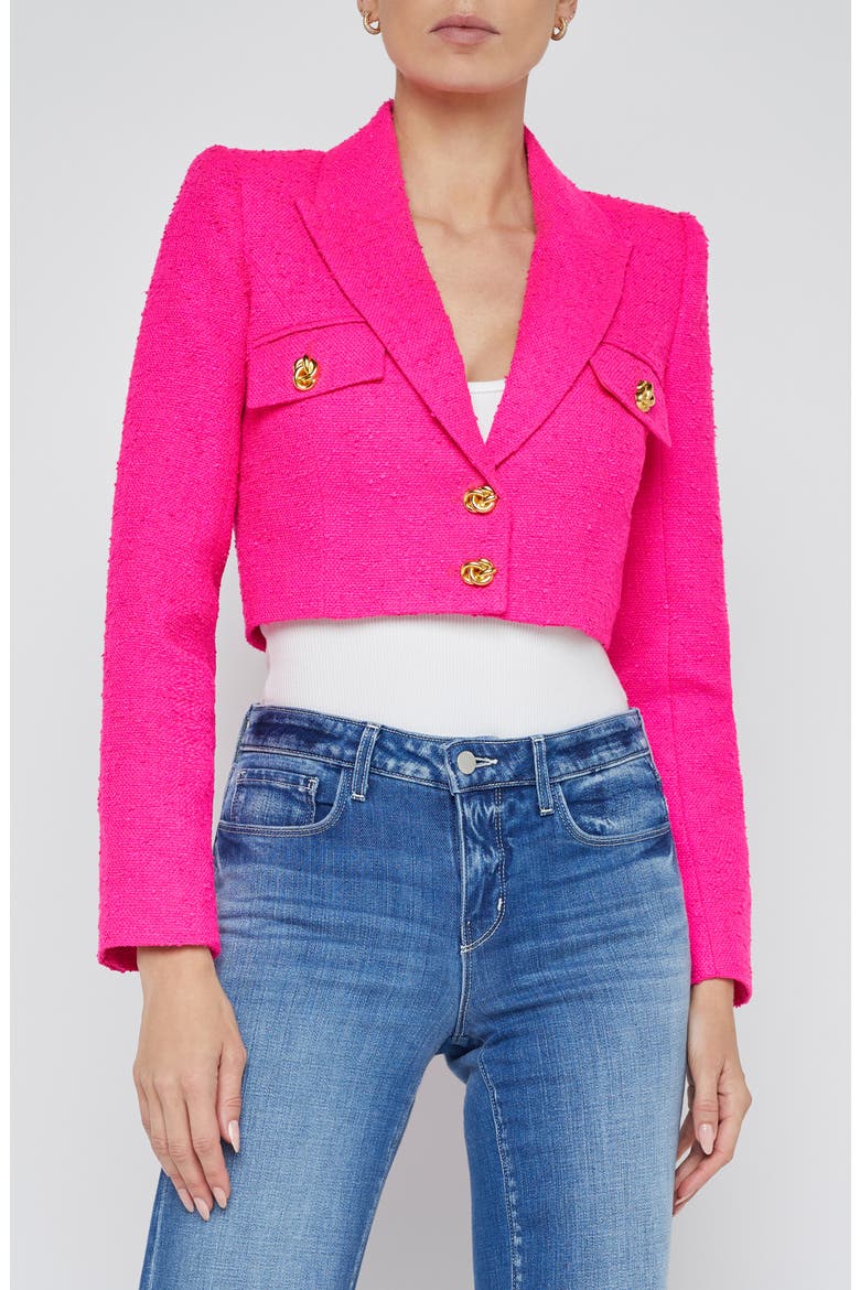 Maura Cropped Blazer, Main, color, PINK GLO