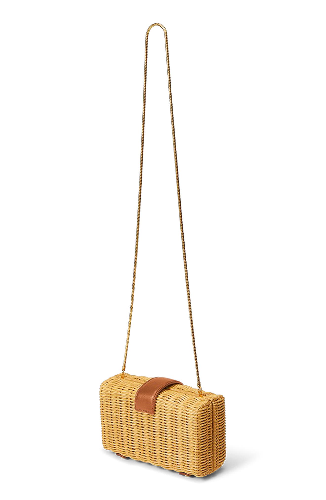 Veronica Beard Lock Rattan Box Clutch, Alternate, color, Natural Wicker Hazelwood