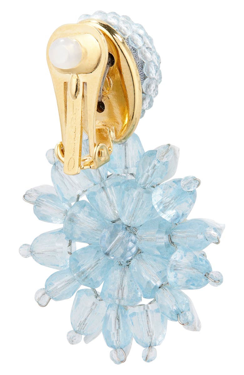 Oscar de la Renta Beaded Flower Clip-On Earrings, Alternate, color, Blue