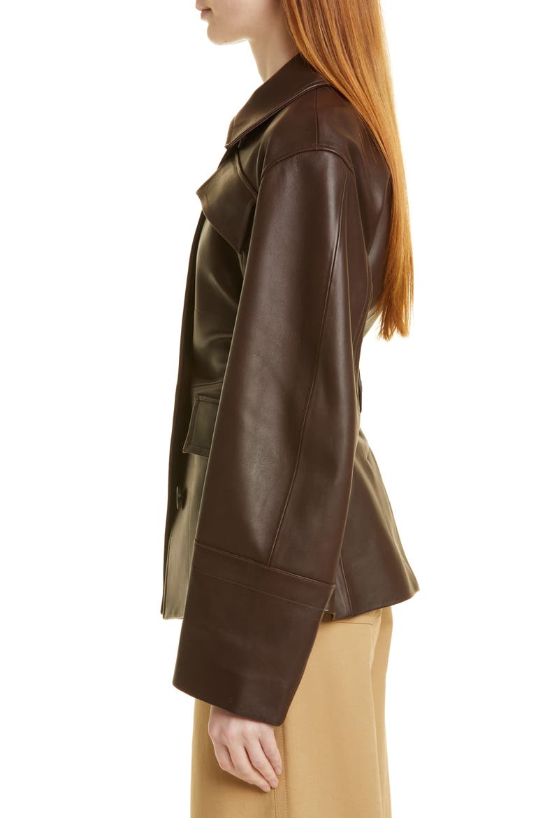 Leather Safari Jacket, Alternate, color, BLACK TRUFFLE