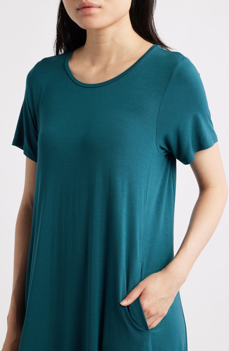 Eileen Fisher Stretch Jersey Lantern Shift Dress, Alternate, color, Aegean