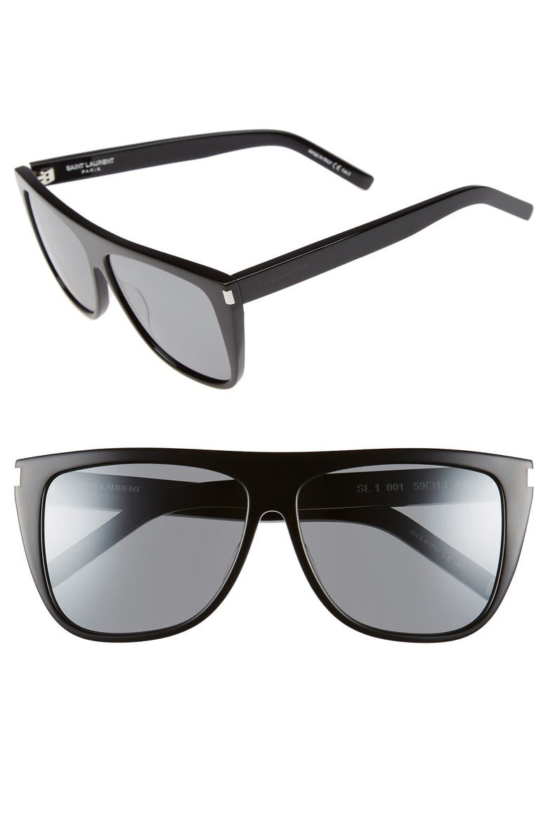Saint Laurent SL1 59mm Flat Top Sunglasses, Main, color, 