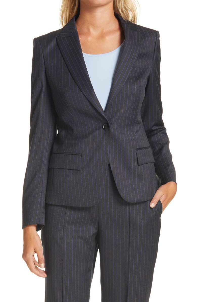 BOSS Jaxtika Pinstripe Stretch Wool Jacket, Main, color, 
