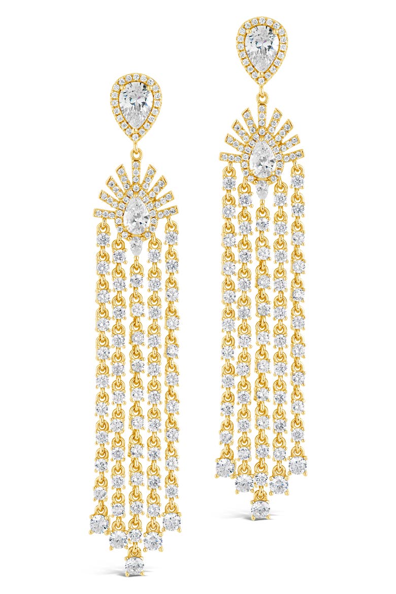 Selma Cubic Zirconia Statement Drop Earrings, Alternate, color, GOLD