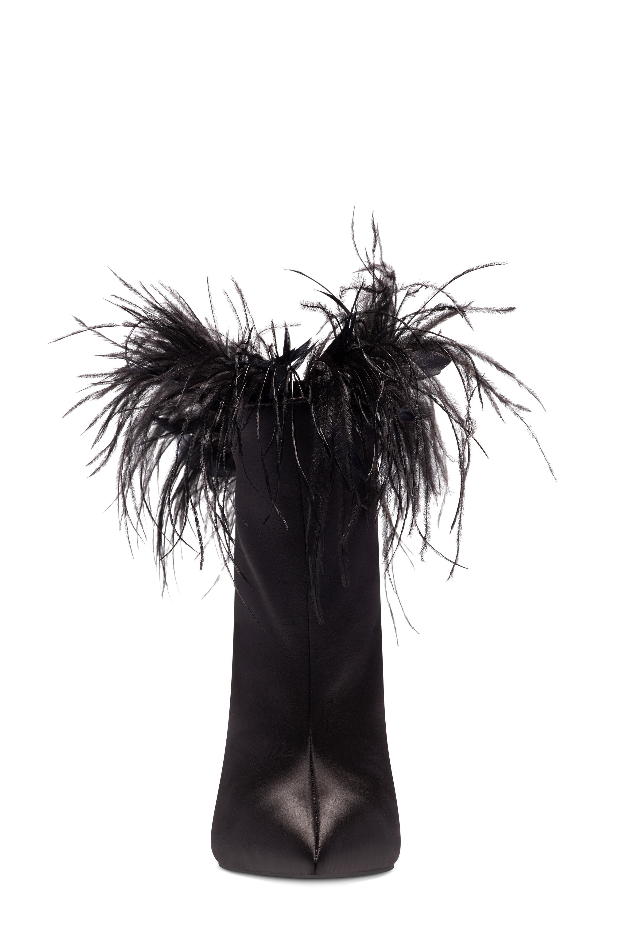 Jessica Simpson Prixey Feather Trim Pointed Toe Bootie, Alternate, color, 