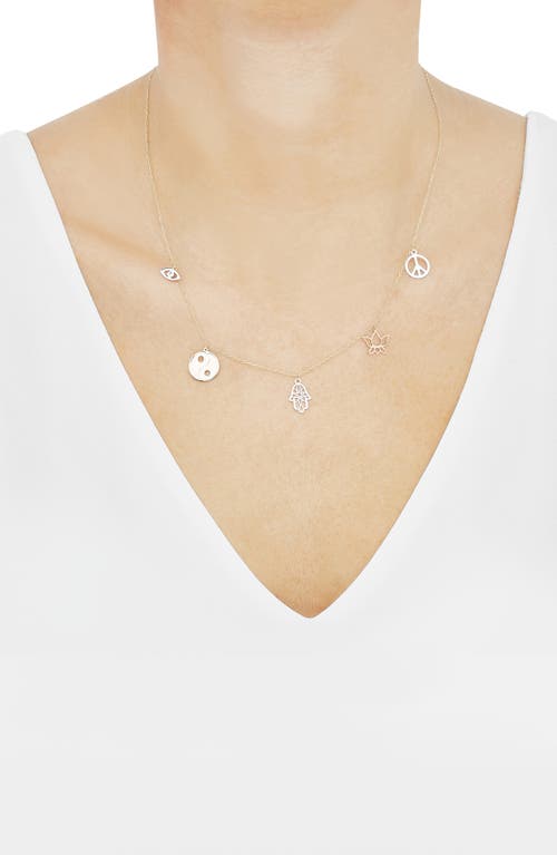 Frankie & Zoe Tri-tone Mixed Charm Necklace In Gold