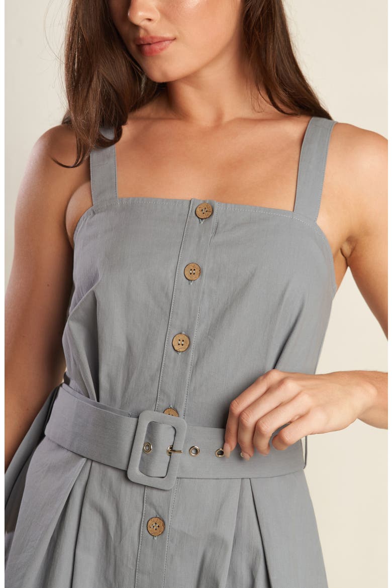 Cotton Sleeveless Midi Dress, Alternate, color, STEEL BLUE