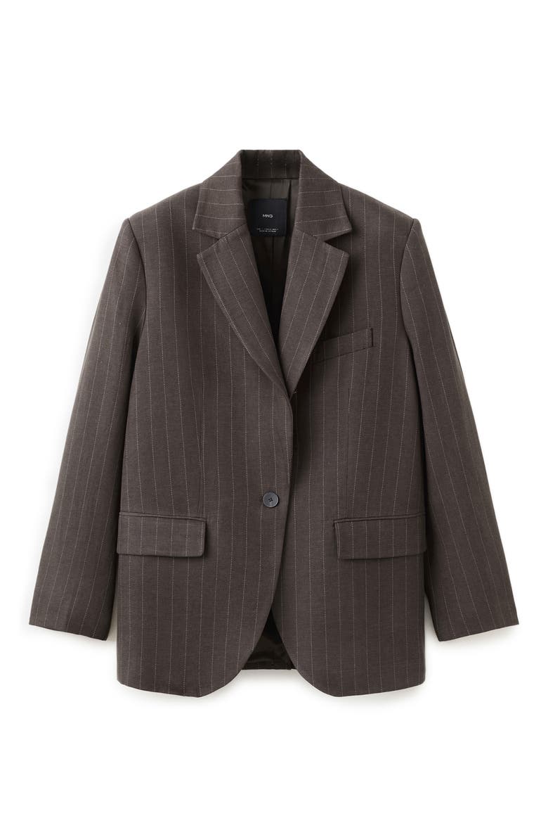 Pinstripe Suit Blazer, Alternate, color, CHOCOLATE