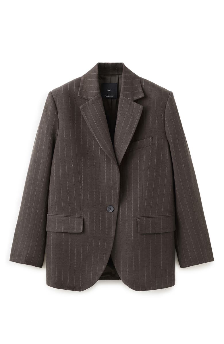 MANGO Pinstripe Suit Blazer, Alternate, color, Chocolate