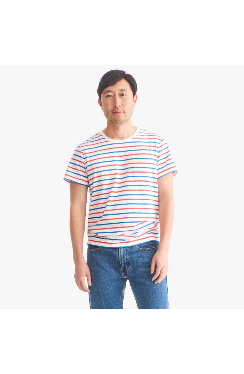 Primary Adult Stripe Easy Tee (Unisex Fit) In Blueberry, Alternate, color, Blueberry Strawberry Stripe