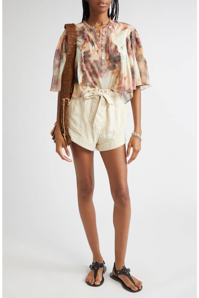Veelia Flutter Sleeve Top, Alternate, color, BEIGE
