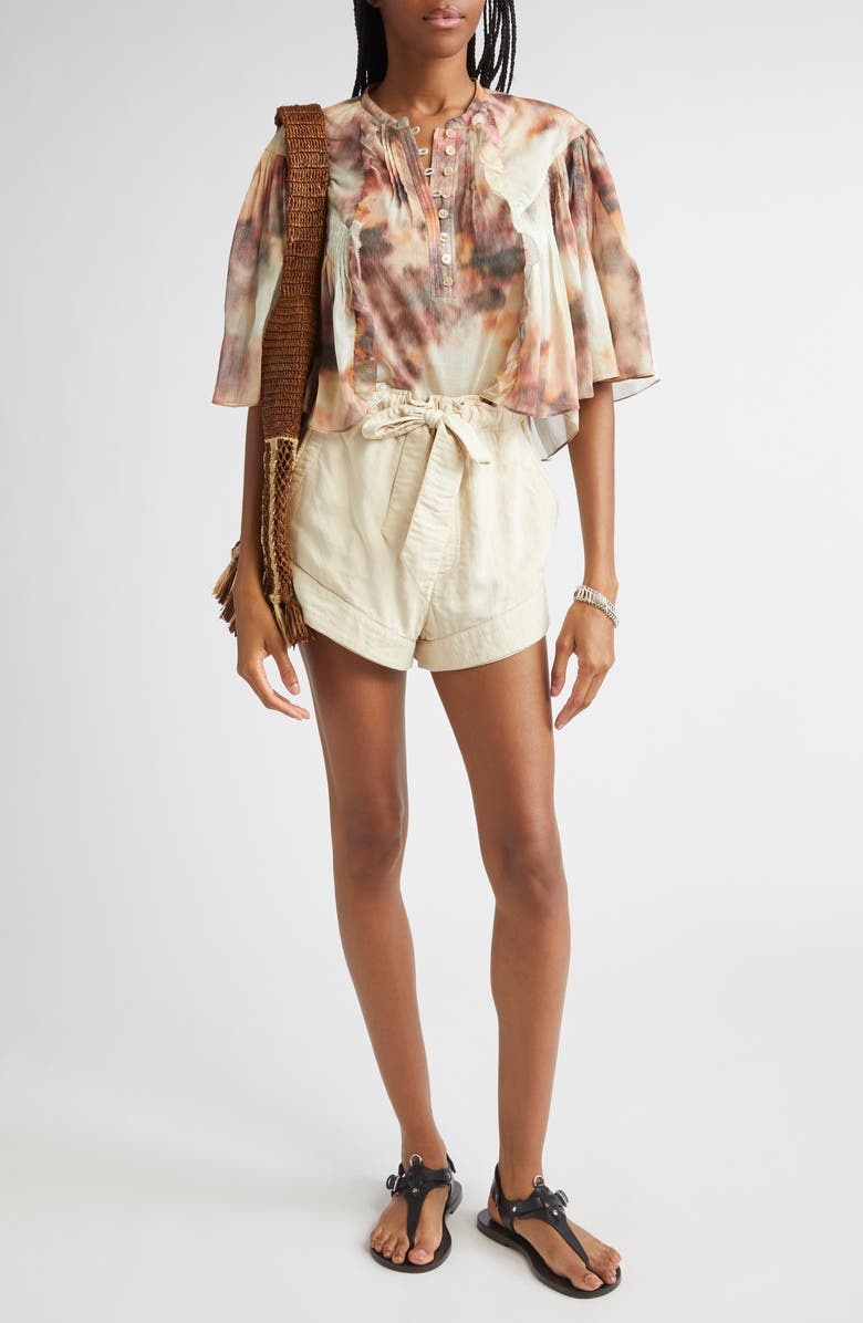 Isabel Marant Étoile Veelia Flutter Sleeve Top, Alternate, color, Beige
