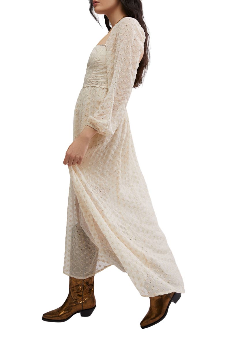 Malina Eyelet Long Sleeve Maxi Dress, Alternate, color, TEA