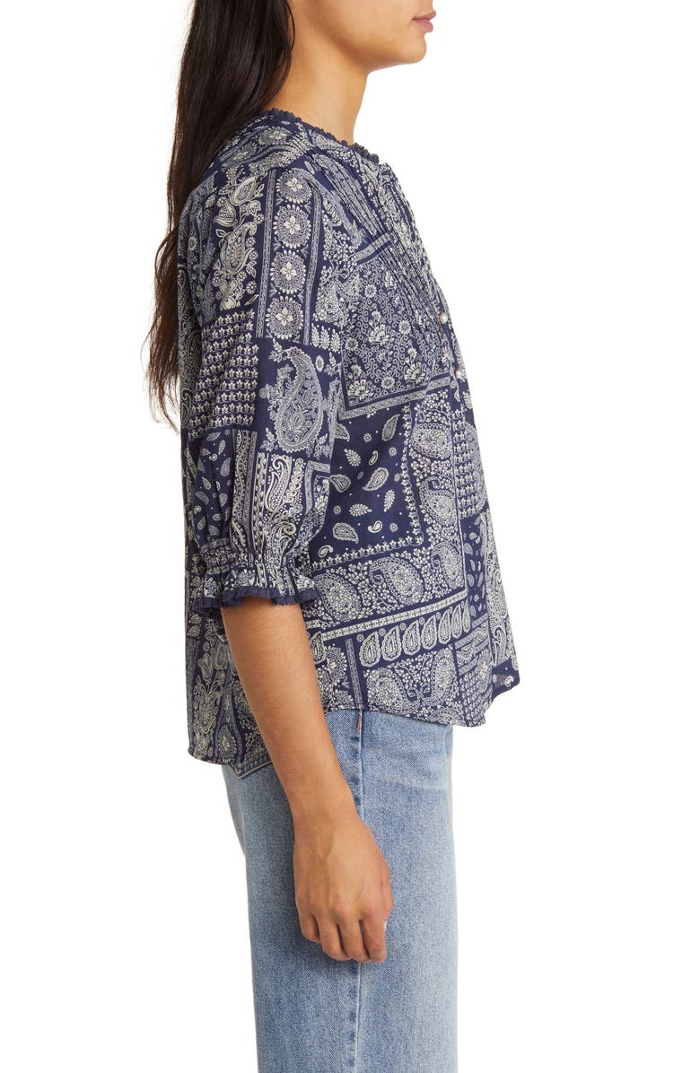 Wit & Wisdom Paisley Patchwork Button Front Top, Alternate, color, 