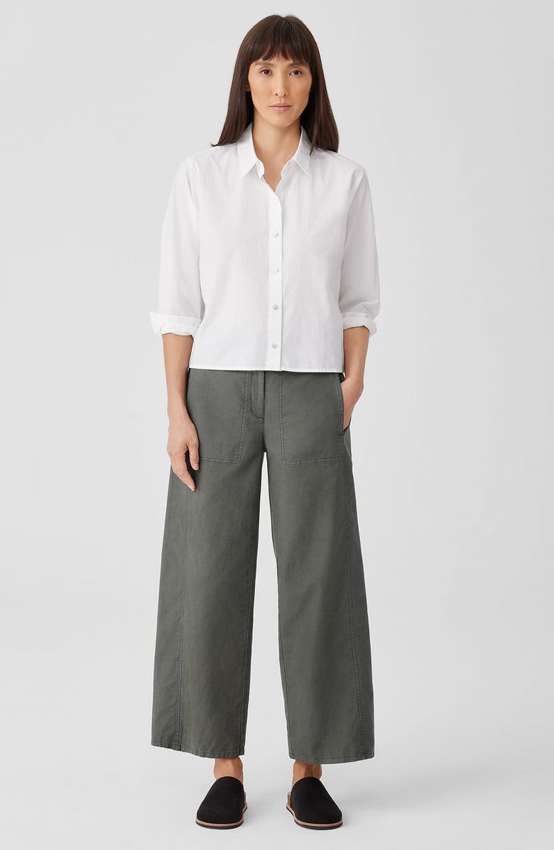 Eileen Fisher Classic Point Collar Organic Cotton Poplin Button-Up Shirt, Alternate, color, White