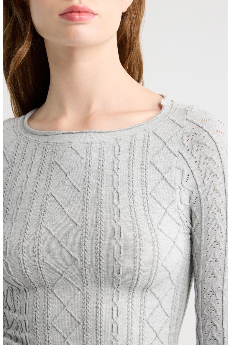 So Soft Seamless Long Sleeve Top, Alternate, color, HEATHER GREY
