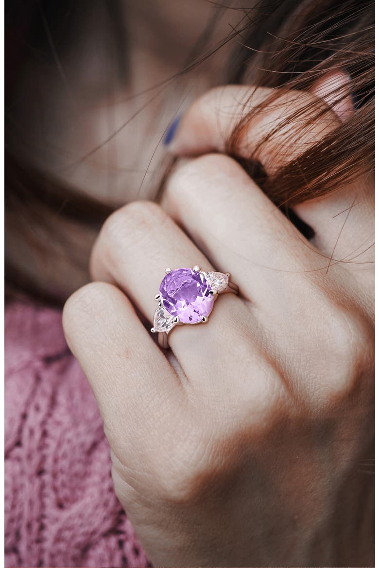 Sterling Silver Pink Amethyst Statement Ring, Alternate, color, PURPLE