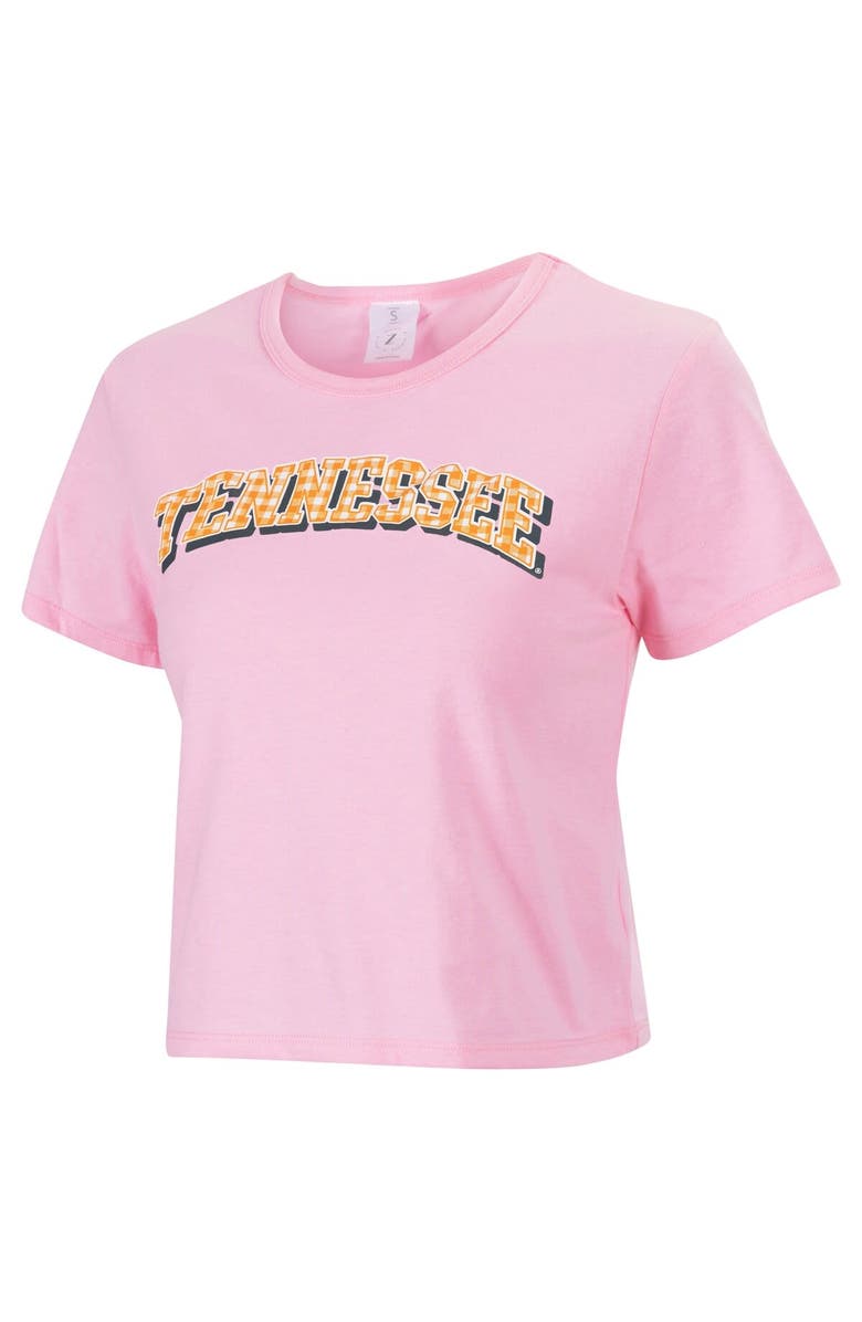 ZOOZATZ Women's ZooZatz Pink Tennessee Volunteers Gingham Logo Cropped T-Shirt, Main, color, Pink