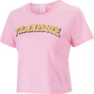 ZOOZATZ Women's ZooZatz Pink Tennessee Volunteers Gingham Logo Cropped T-Shirt