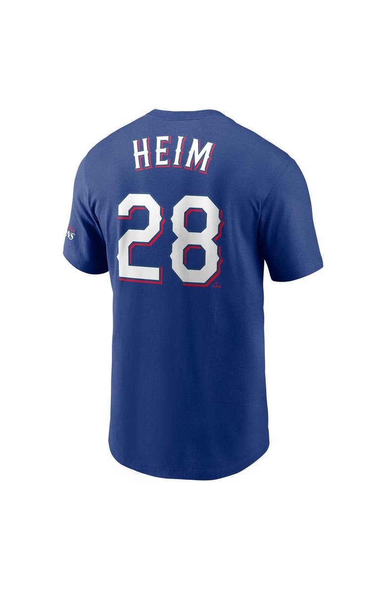 Nike Men's Nike Jonah Heim Royal Texas Rangers 2023 World Series Champions Name & Number T-Shirt, Alternate, color, 