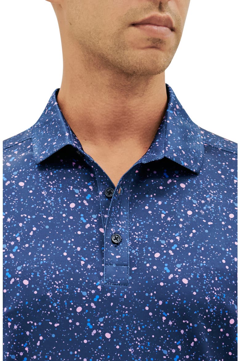 Regular Fit Paint Splatter Print Recycled Performance Golf Polo, Alternate, color, NAVY