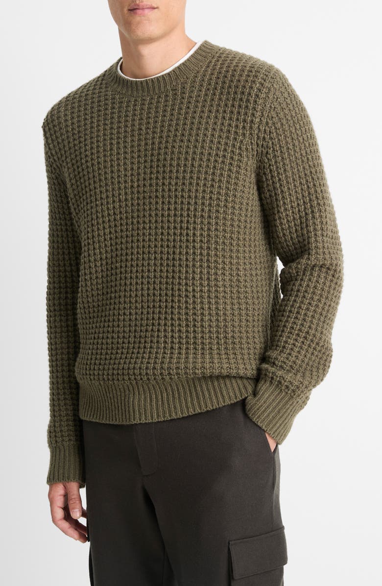 Vince Macro Waffle Stitch Sweater, Main, color, Surplus Olive