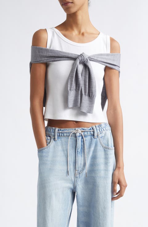 Pre-Styled Draped Cardigan Crop Tank