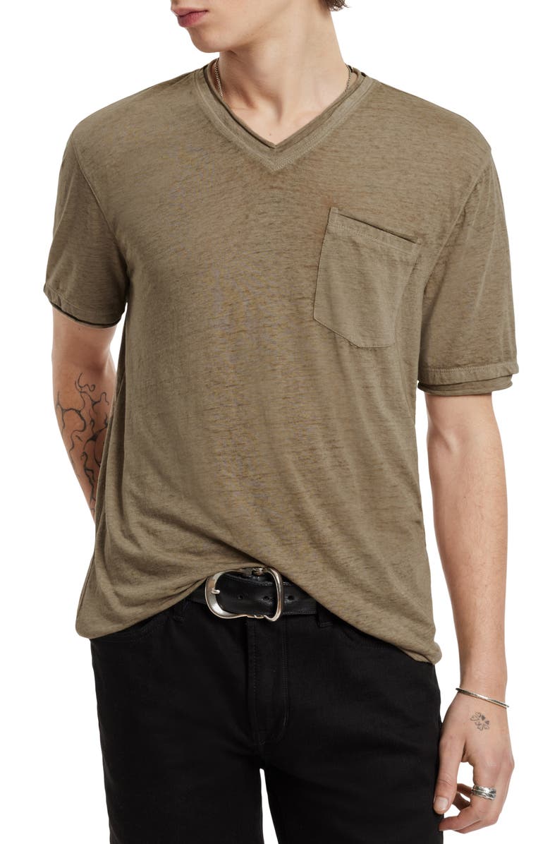 John Varvatos Davis Burnout Cotton Blend V-Neck T-Shirt, Main, color, 