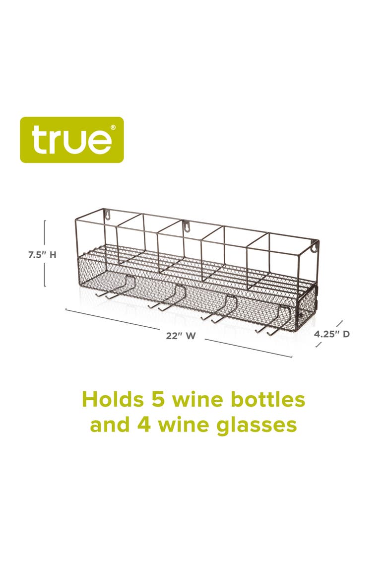 Wall Mounted Wire Wine Shelf and Cork Cage, Alternate, color, Brown